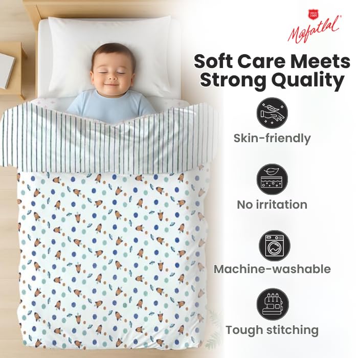 CuddleCot 250 GSM Reversible AC Dohar Crib for Kids White - Image 9