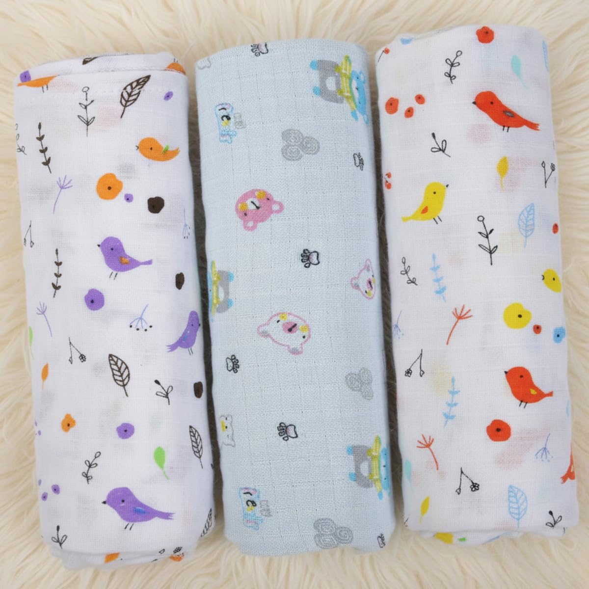 Coo Coo Baby Swaddle Wrapper (Pack of 3)100% Cotton Muslin