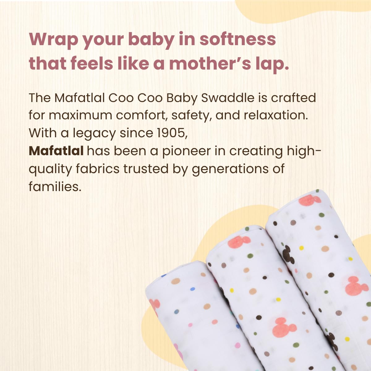 Coo Coo Baby Swaddle Wrapper (Pack of 3)100% Cotton Muslin - Image 3
