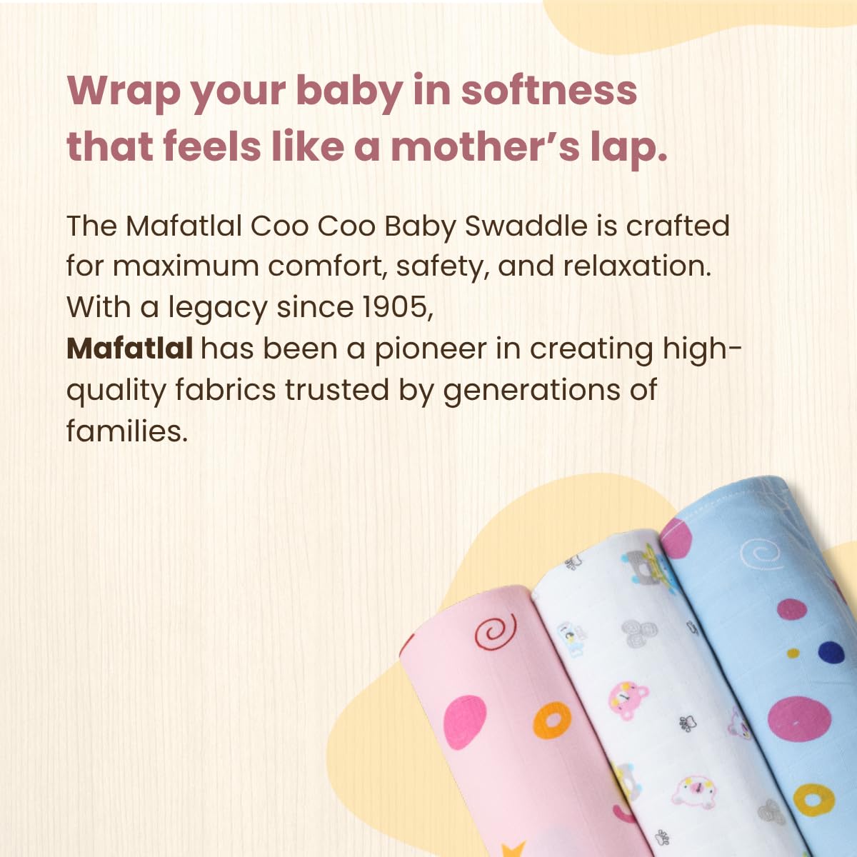 Coo Coo Baby Swaddle Wrapper (Pack of 3)100% Cotton Muslin - Image 3