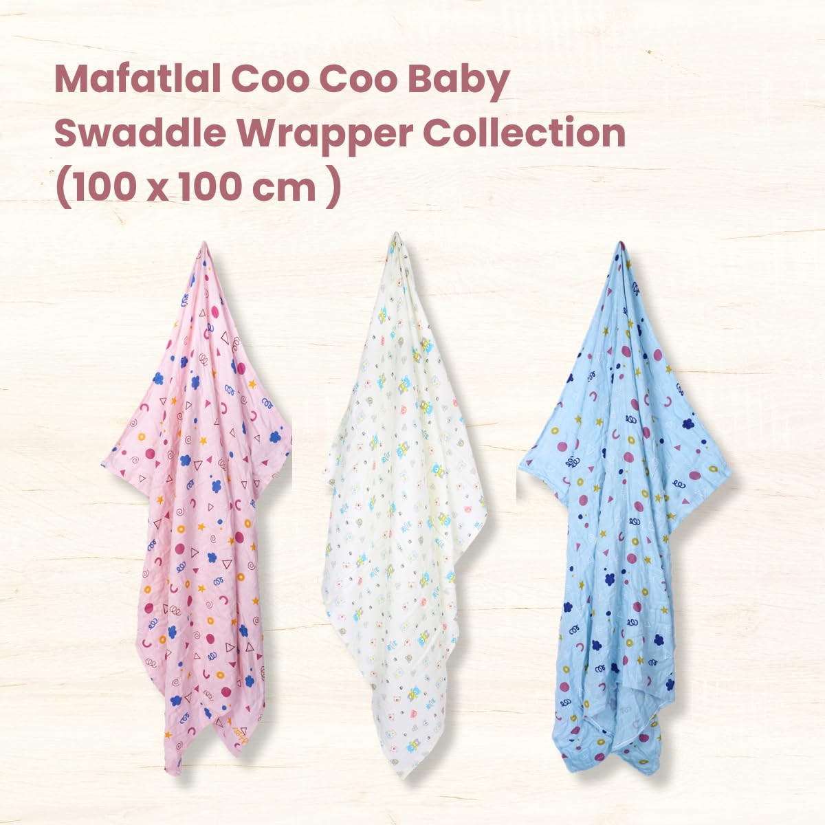 Coo Coo Baby Swaddle Wrapper (Pack of 3)100% Cotton Muslin - Image 7