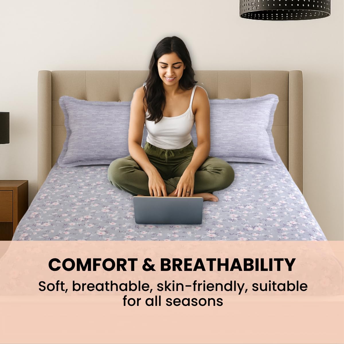 Plush 140 GSM Double Bed Sheet - Image 2