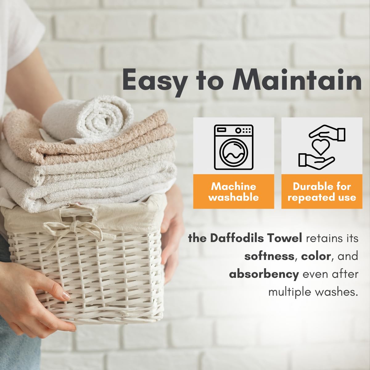 Daffodil Cotton Long Size Bath Towels - Image 3