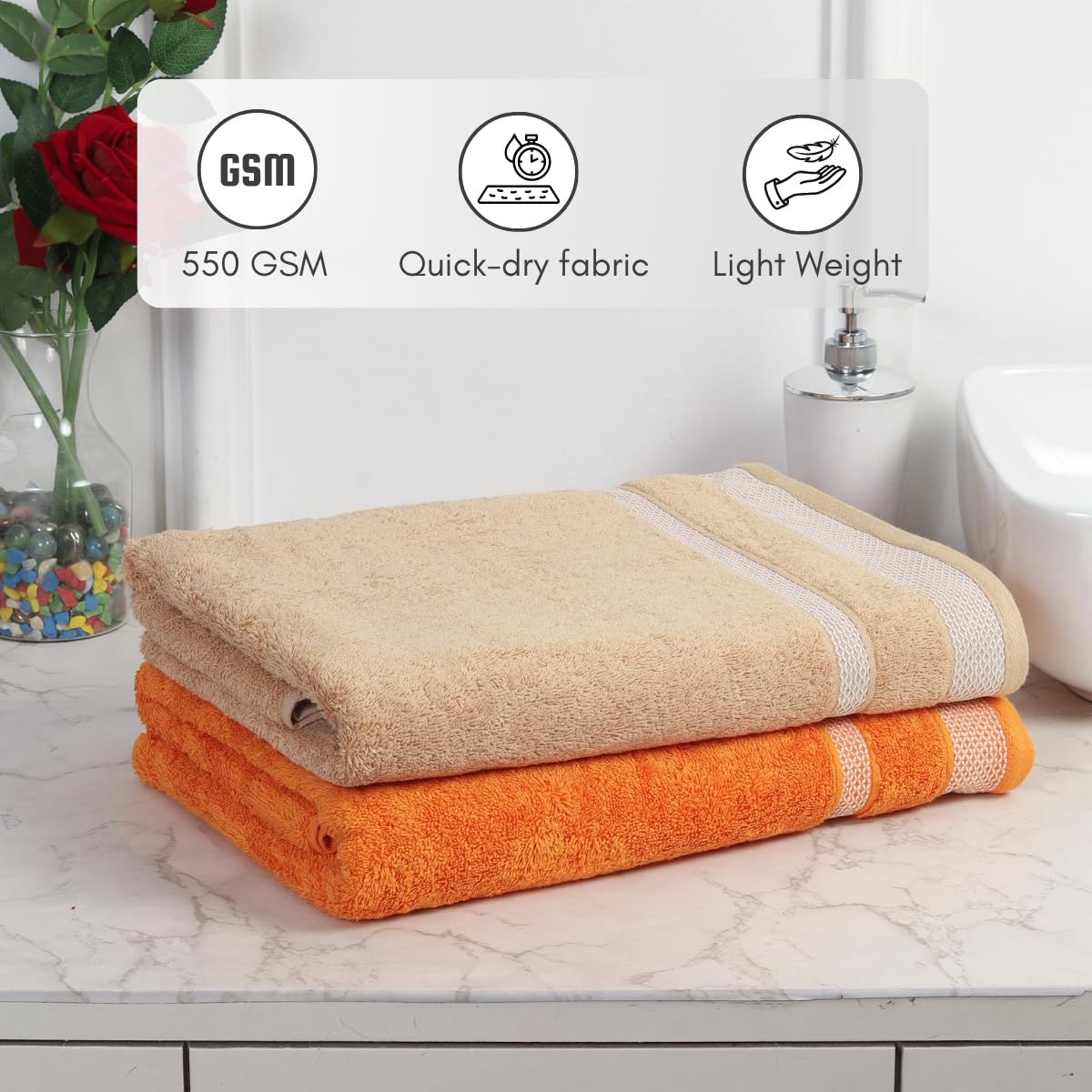 Daffodil Cotton Long Size Bath Towels - Image 7