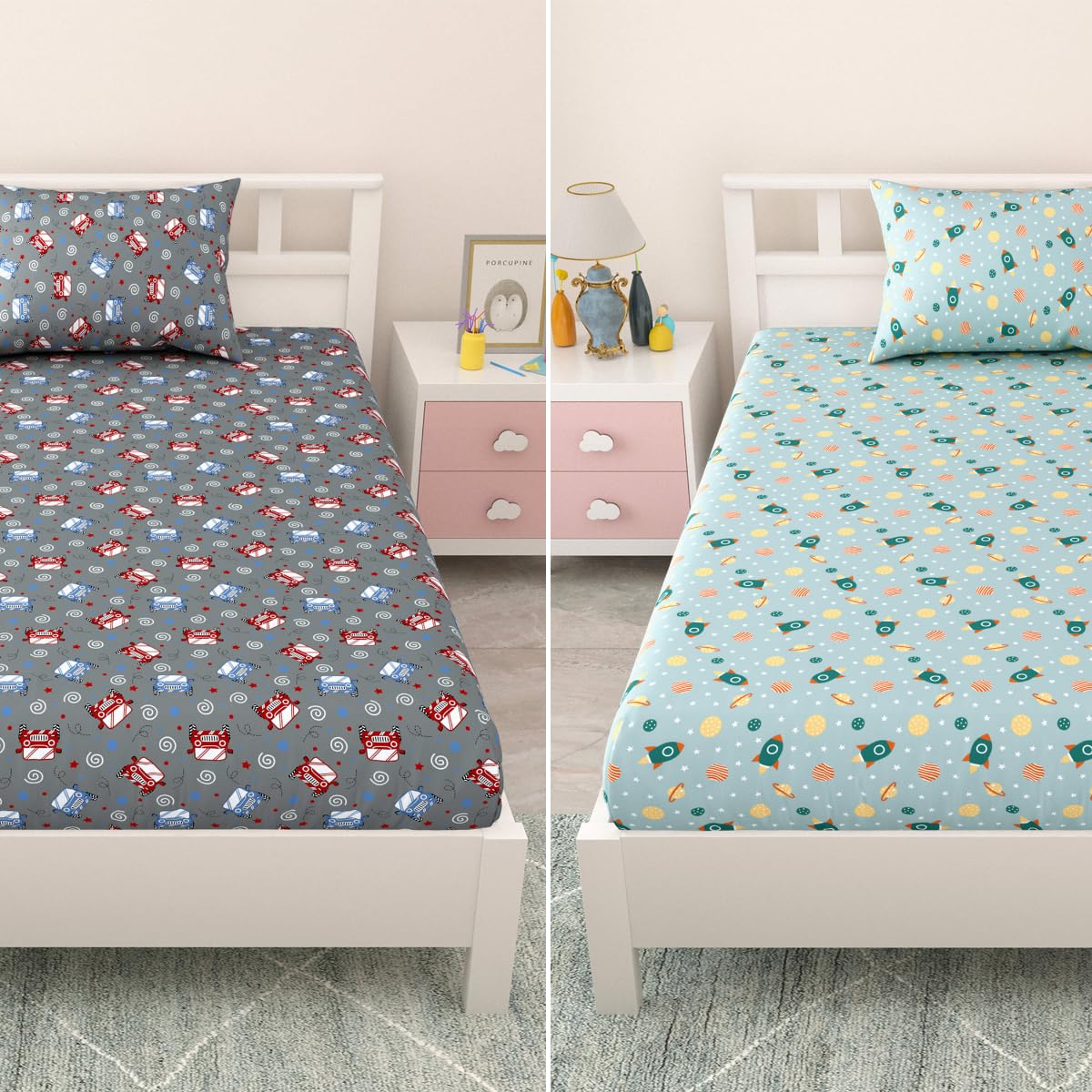 CooCoo Kids Bedsheet Combo Pure Cotton Single Bed Size