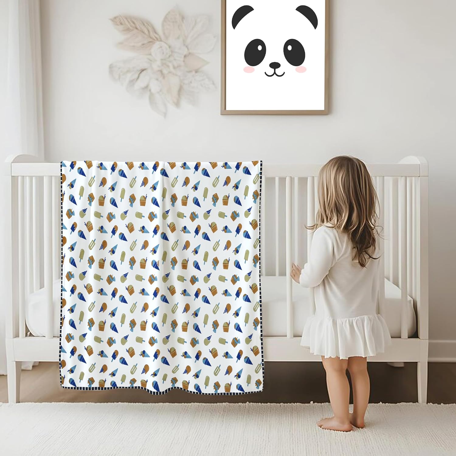 CuddleCot 250 GSM Reversible AC Dohar Crib for Kids White - Image 4