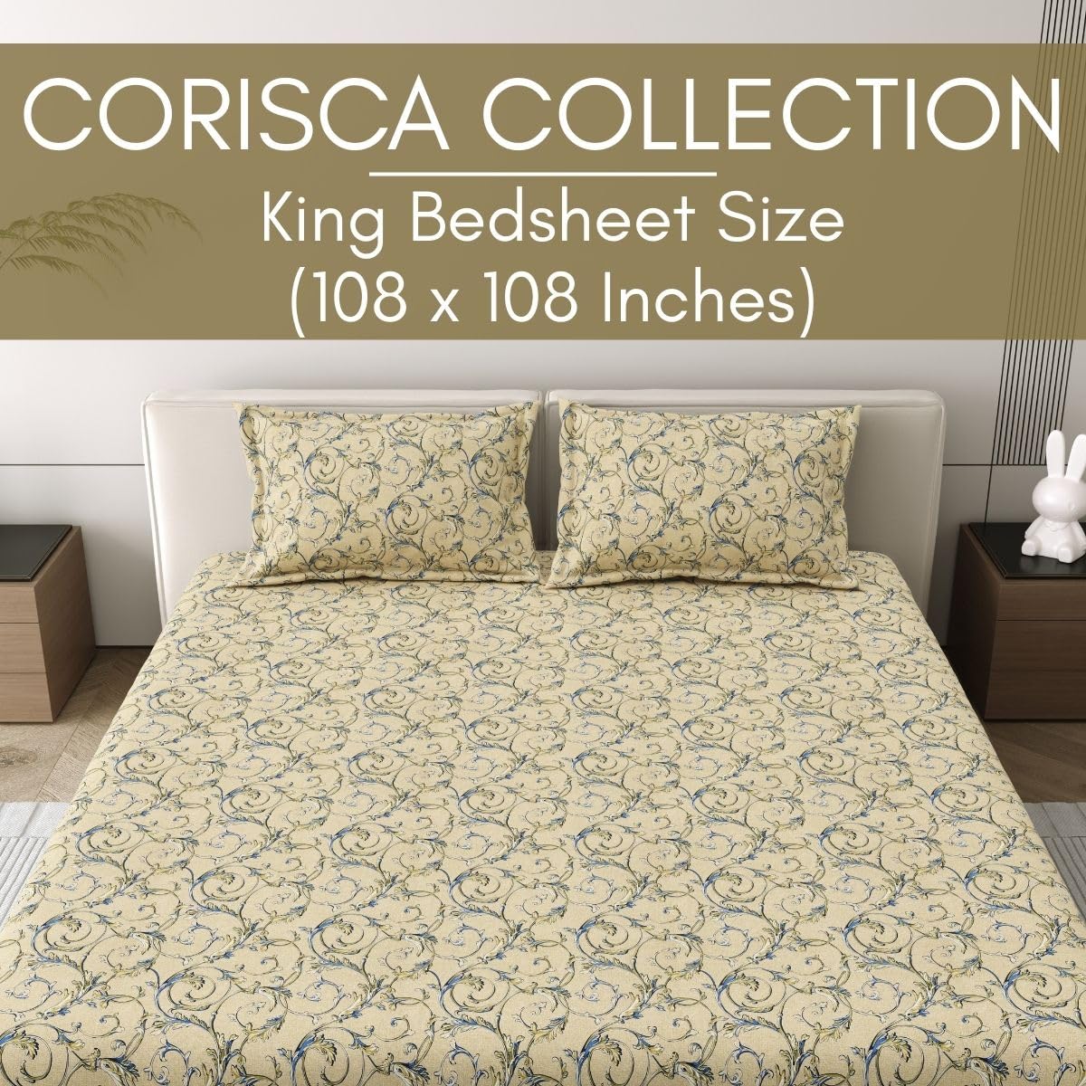 Corsica 186 TC Pure Cotton King Size Bedsheet - Image 5