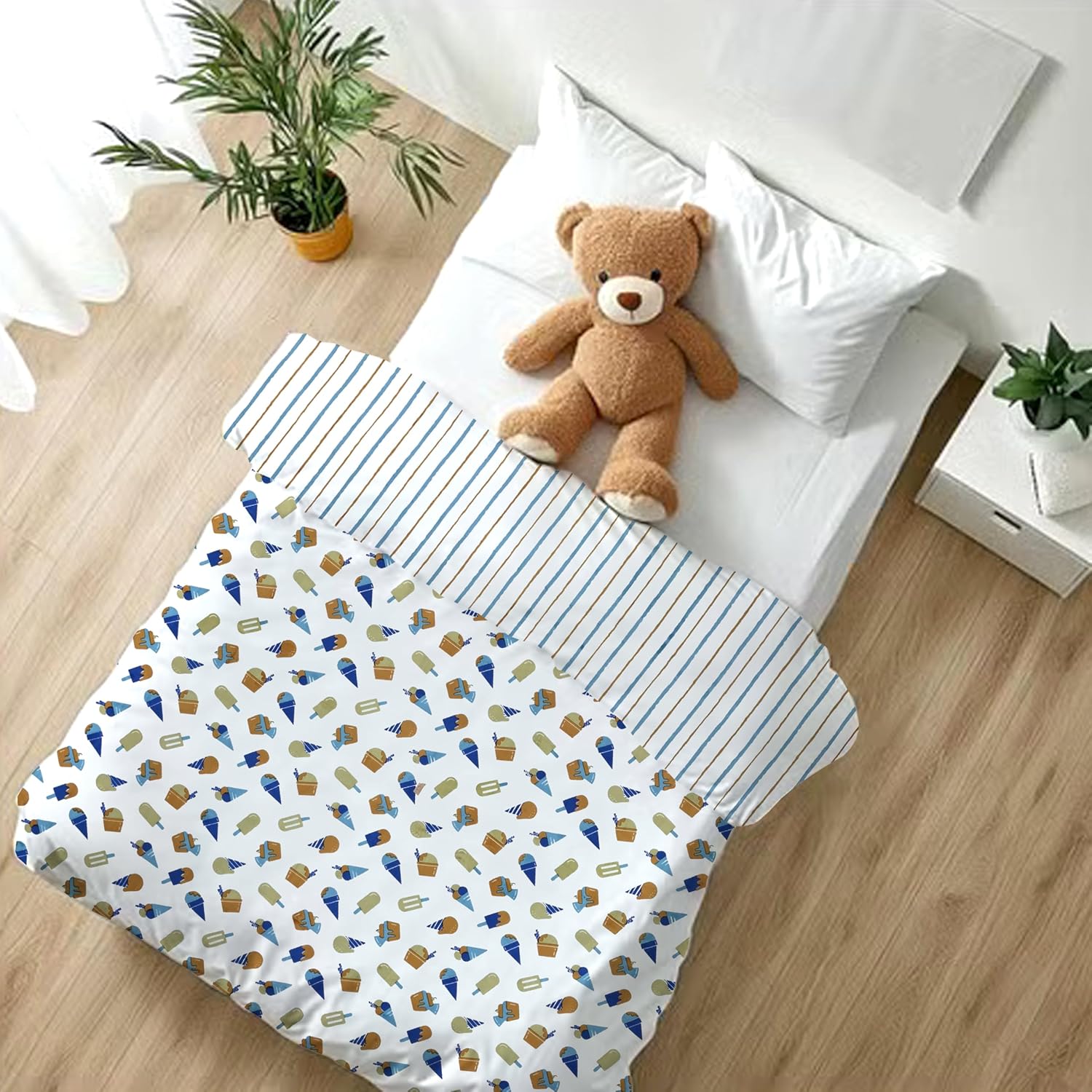 CuddleCot 250 GSM Reversible AC Dohar Crib for Kids White - Image 6