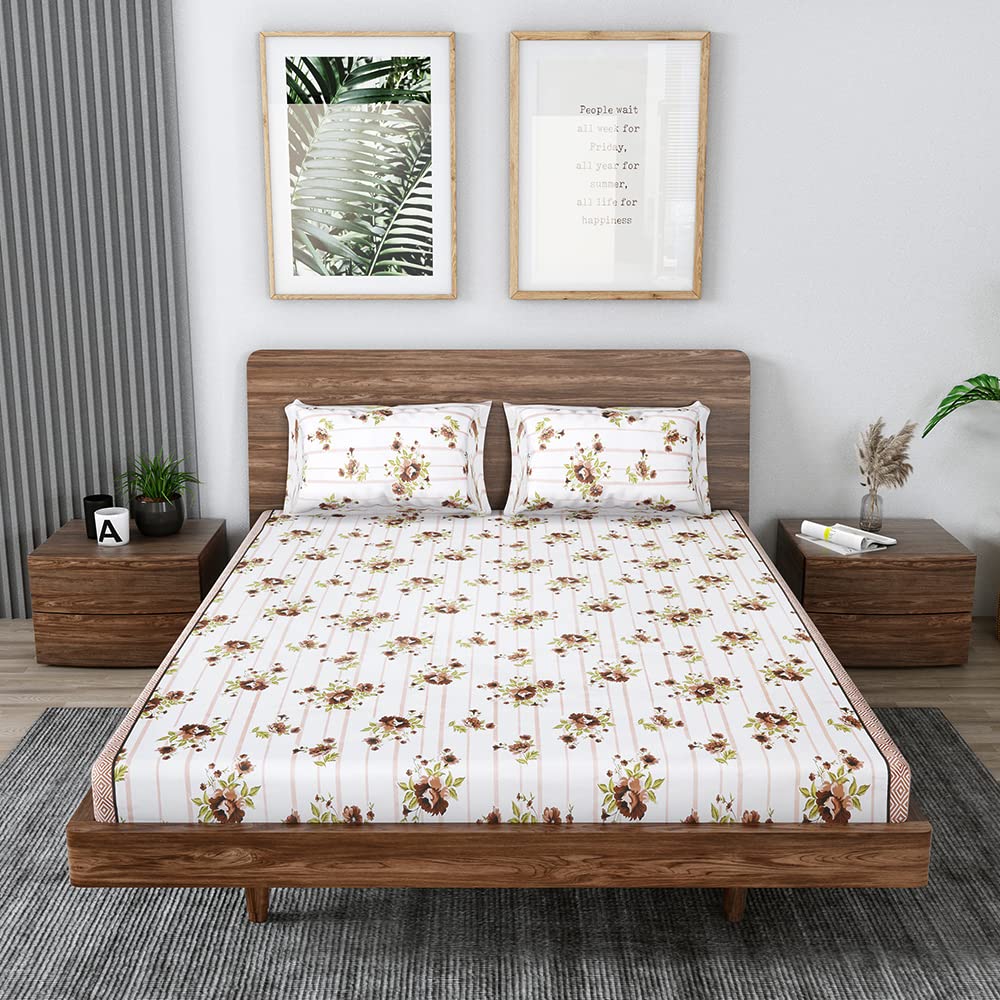 Mafatlal Grandious Cotton Bedsheet for King Size Bed | 186 TC Pure Cotton Fabric with Pillow Covers