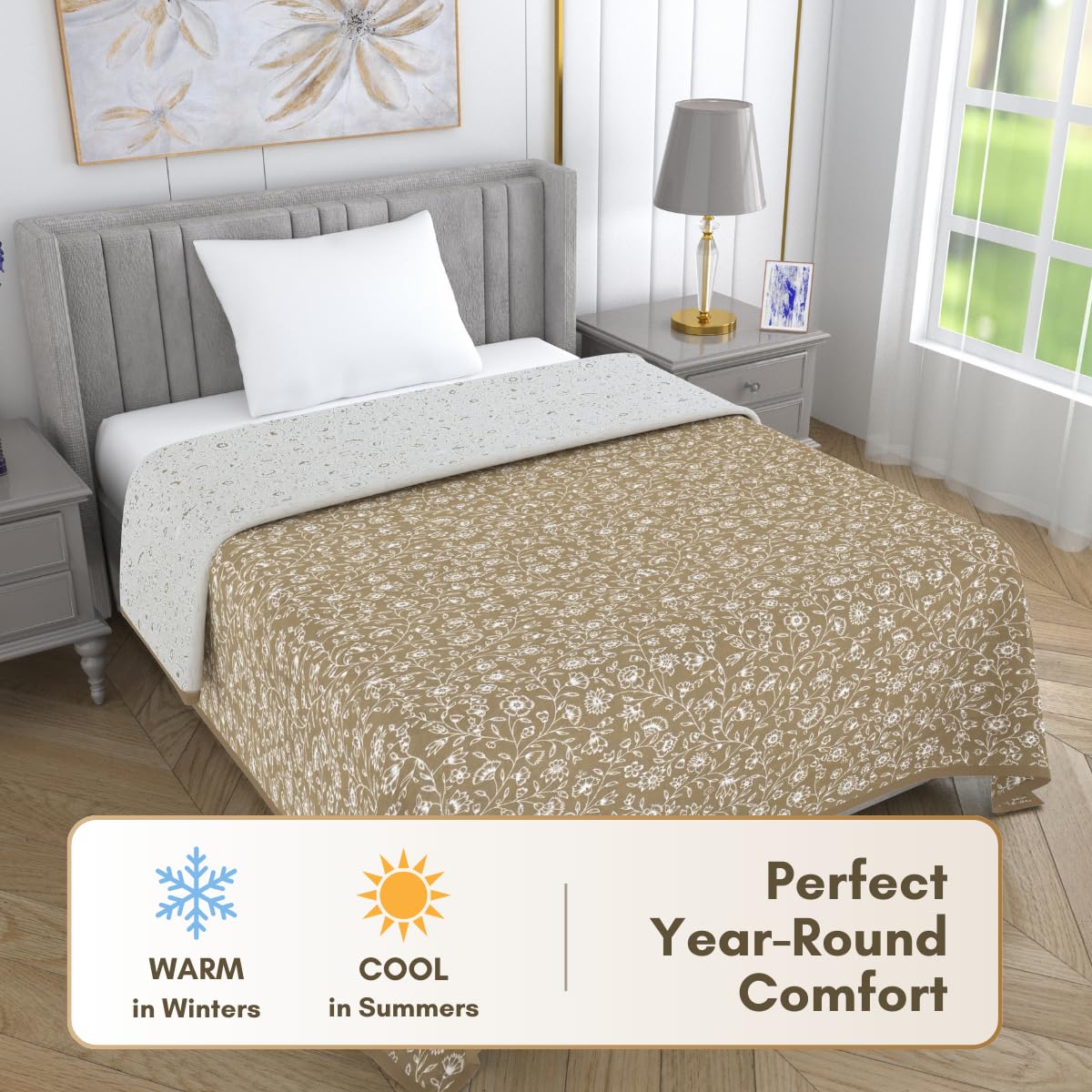 Mafatlal Sparsh Collection Double Bed Dohar, 100% Cambric Cotton Material, Smooth & Skin-Friendly AC Blanket, Reversible Design for Dual-Season Use, 150 GSM, 210 x 240 cm - Image 5