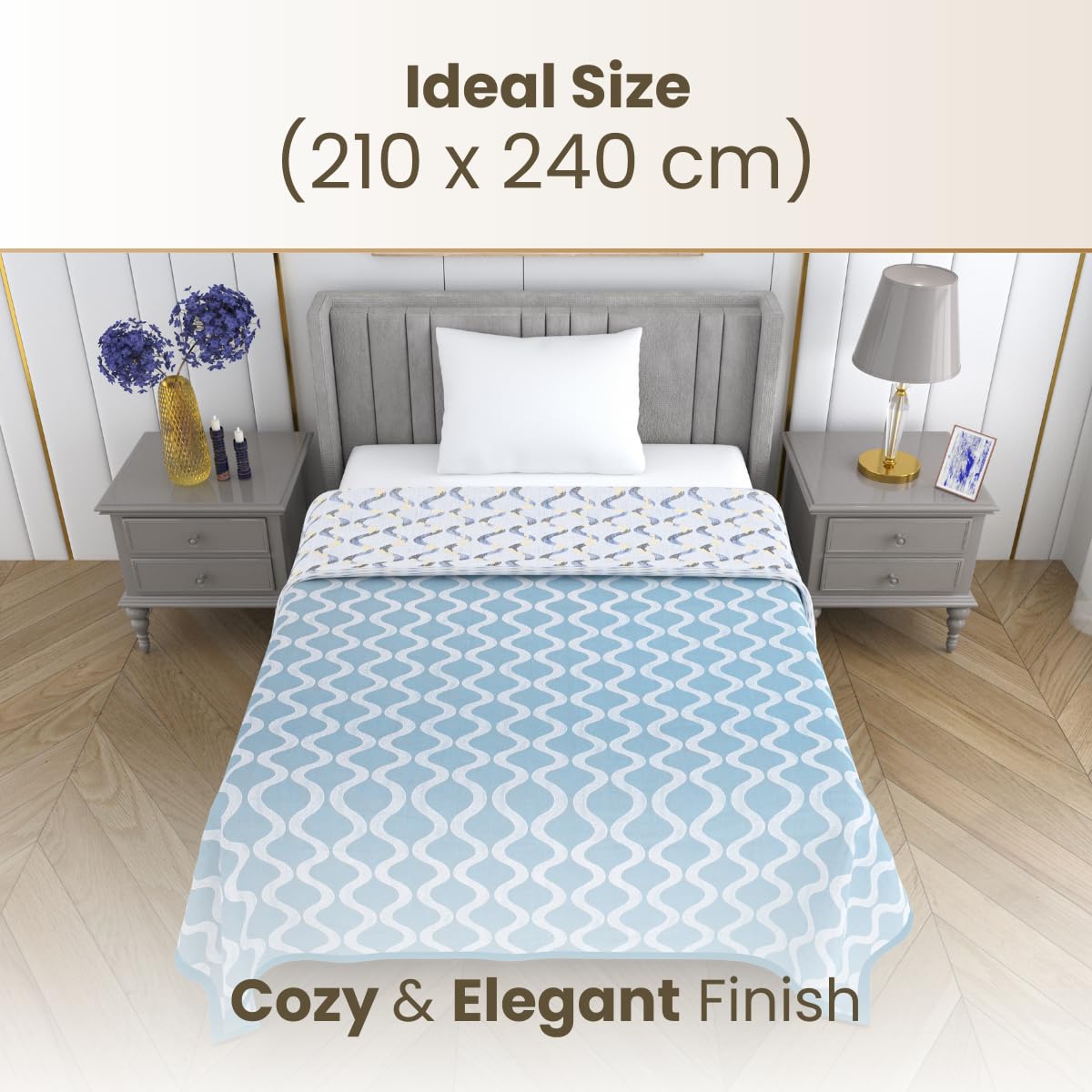 Mafatlal Sparsh Collection Double Bed Dohar, 100% Cambric Cotton Material, Smooth & Skin-Friendly AC Blanket, Reversible Design for Dual-Season Use, 150 GSM, 210 x 240 cm - Image 2