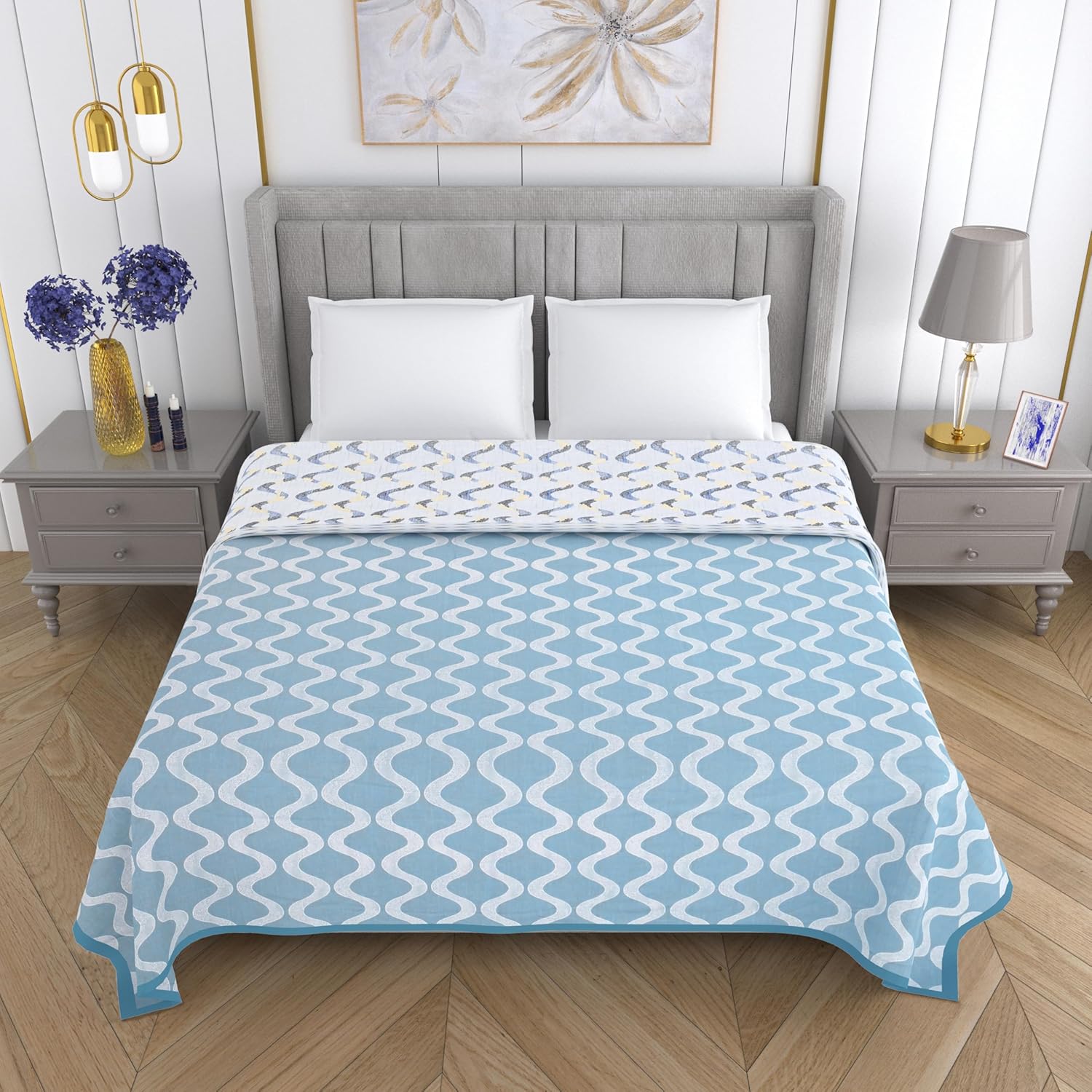 Mafatlal Sparsh Collection Double Bed Dohar, 100% Cambric Cotton Material, Smooth & Skin-Friendly AC Blanket, Reversible Design for Dual-Season Use, 150 GSM, 210 x 240 cm